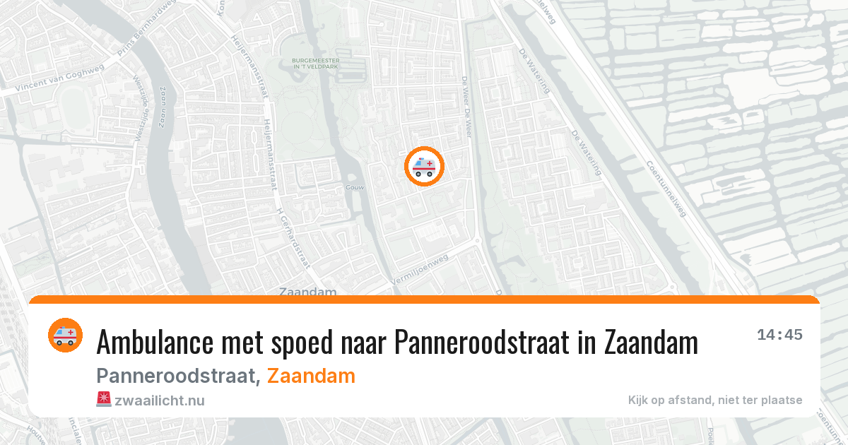 Ambulance met spoed naar Panneroodstraat in Zaandam — 13 jul 2026