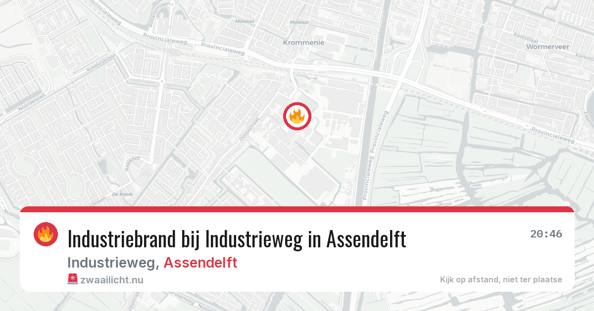 Industriebrand bij Industrieweg in Assendelft — 9 jul 2026