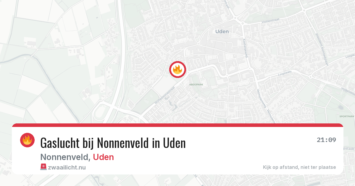 Gaslucht bij Nonnenveld in Uden — 24 mrt 2026