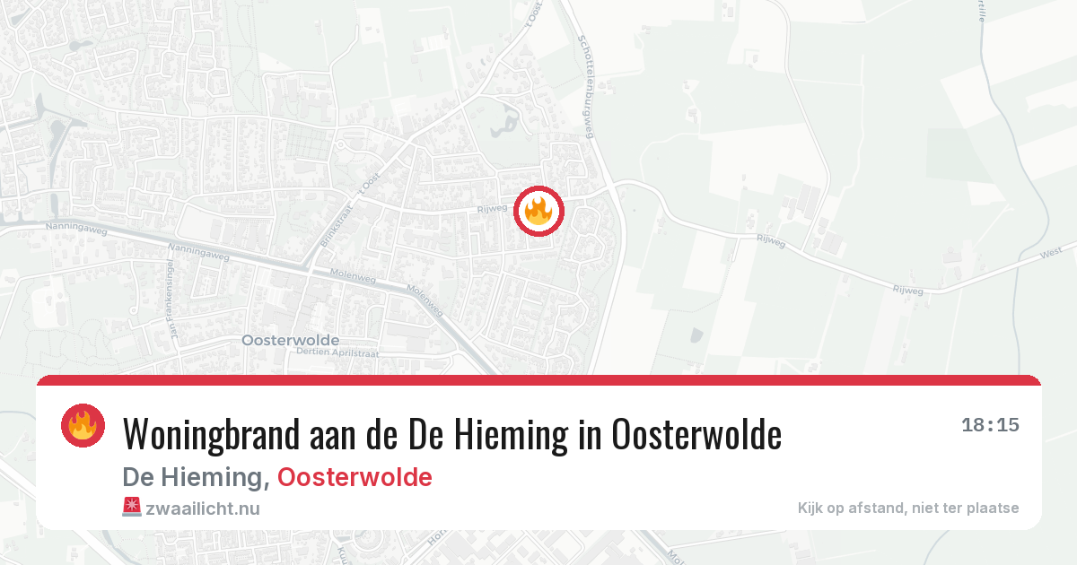 Woningbrand aan de De Hieming in Oosterwolde — 19 apr 2026