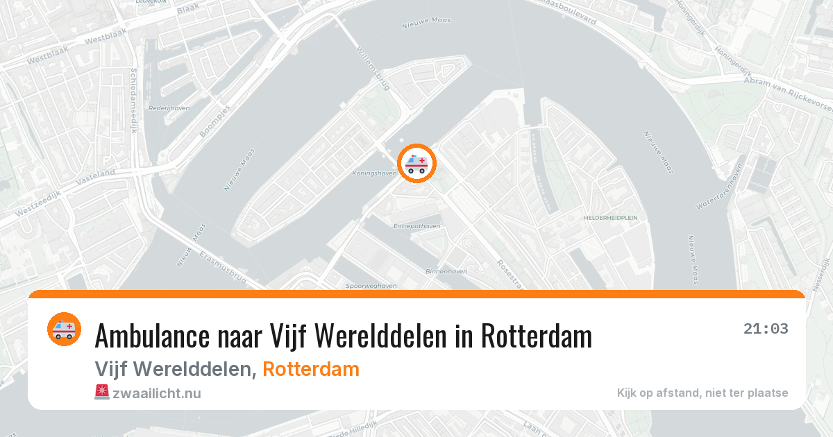 Ambulance naar Vijf Werelddelen in Rotterdam — 12 jul 2026