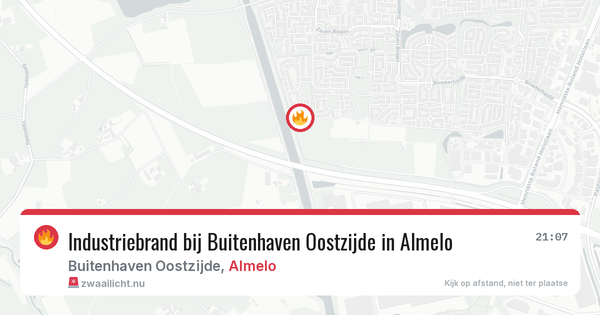 Industriebrand bij Buitenhaven Oostzijde in Almelo — 15 jul 2026
