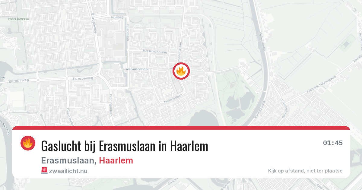 Gaslucht bij Erasmuslaan in Haarlem — 19 mrt 2026