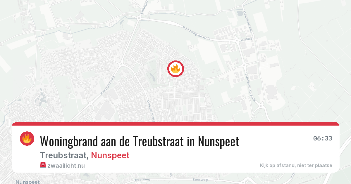 Woningbrand aan de Treubstraat in Nunspeet — 22 apr 2026