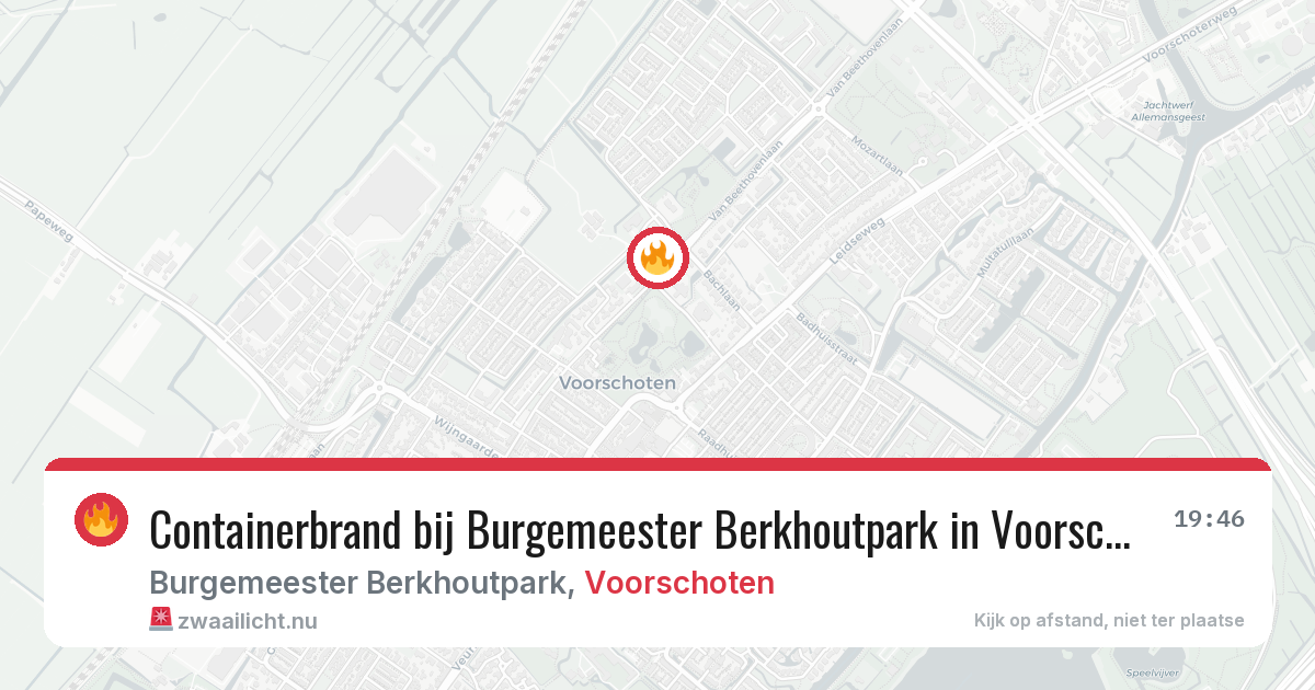 Containerbrand bij Burgemeester Berkhoutpark in Voorschoten — 26 jul 2026