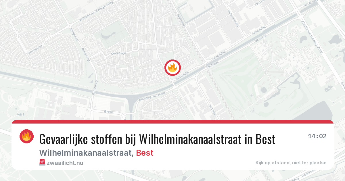 Gevaarlijke stoffen bij Wilhelminakanaalstraat in Best — 2 jun 2026