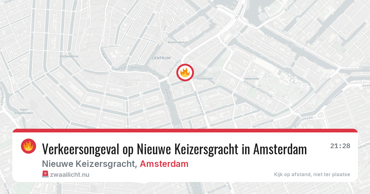 Verkeersongeval op Nieuwe Keizersgracht in Amsterdam — 24 mrt 2026