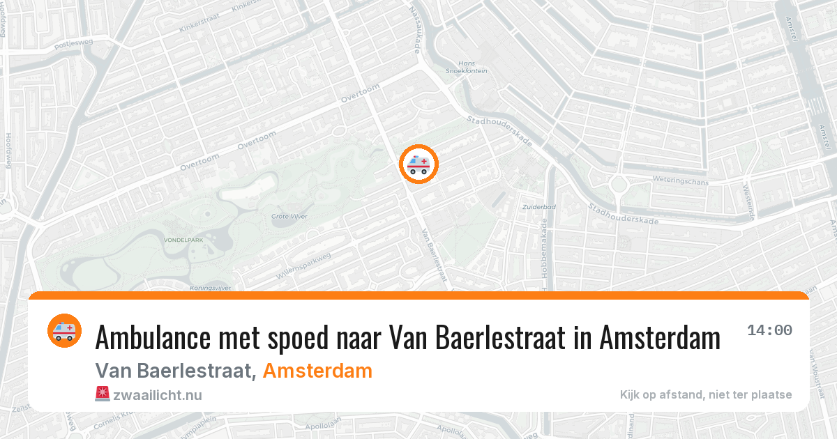 Ambulance met spoed naar Van Baerlestraat in Amsterdam — 16 jul 2026