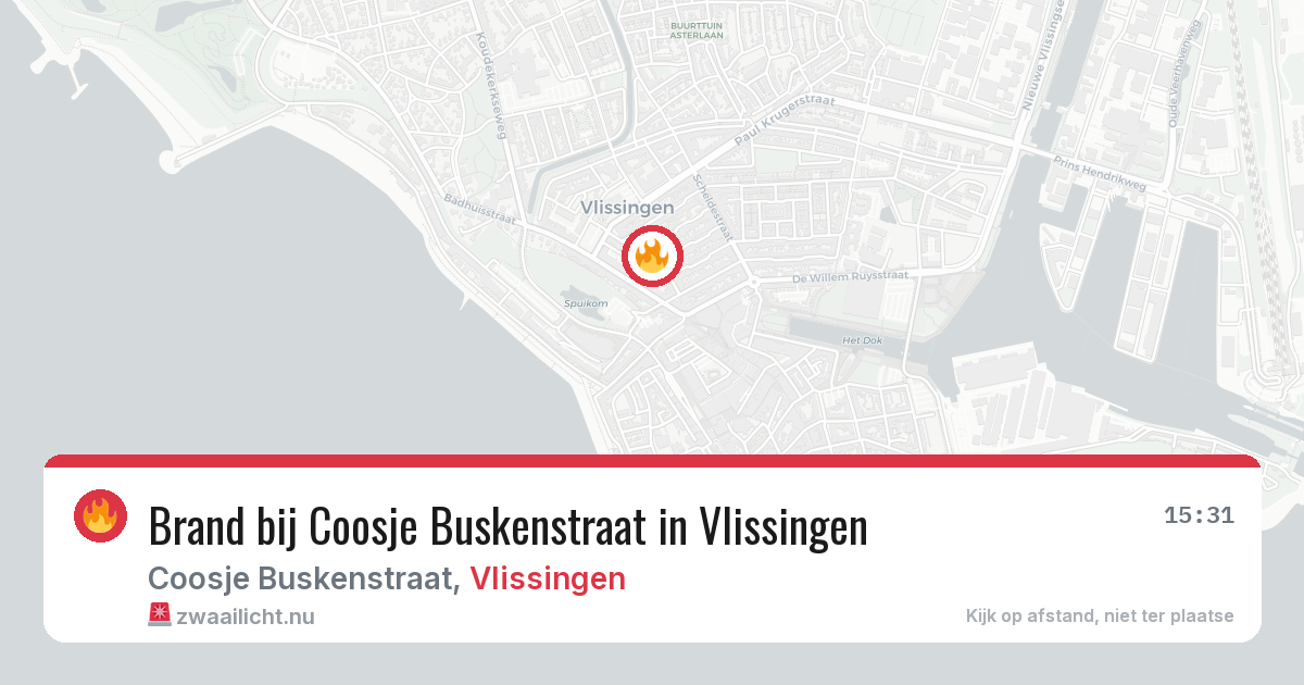 Brand bij Coosje Buskenstraat in Vlissingen — 19 mrt 2026