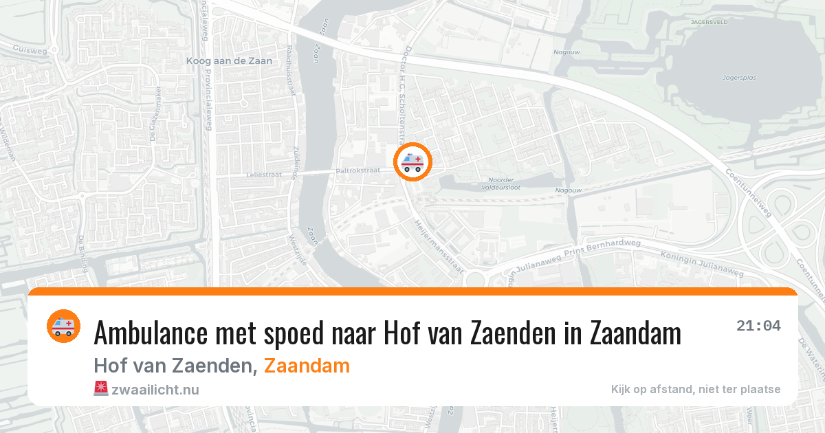 Ambulance met spoed naar Hof van Zaenden in Zaandam — 16 jul 2026