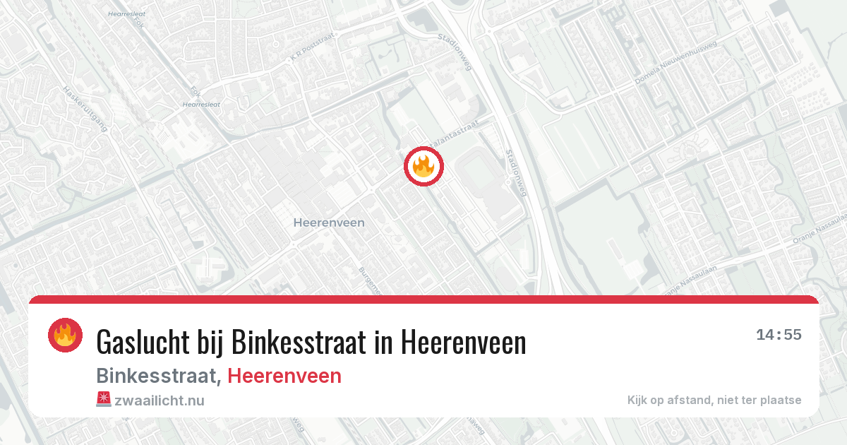 Gaslucht bij Binkesstraat in Heerenveen — 23 feb 2026