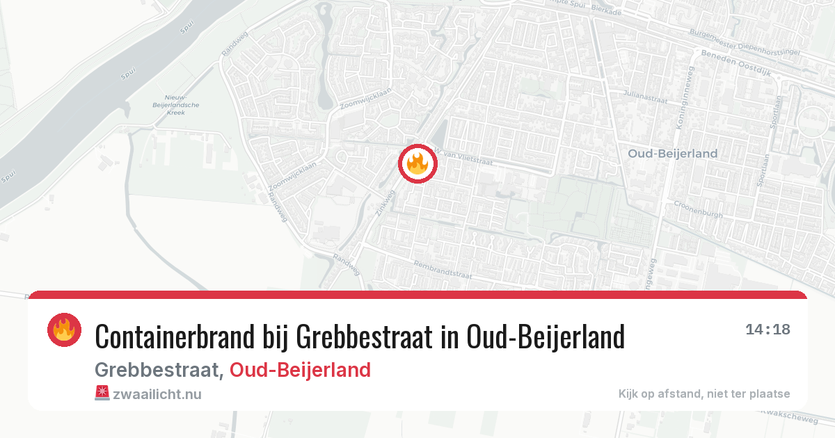 Containerbrand bij Grebbestraat in Oud-Beijerland — 24 mrt 2026