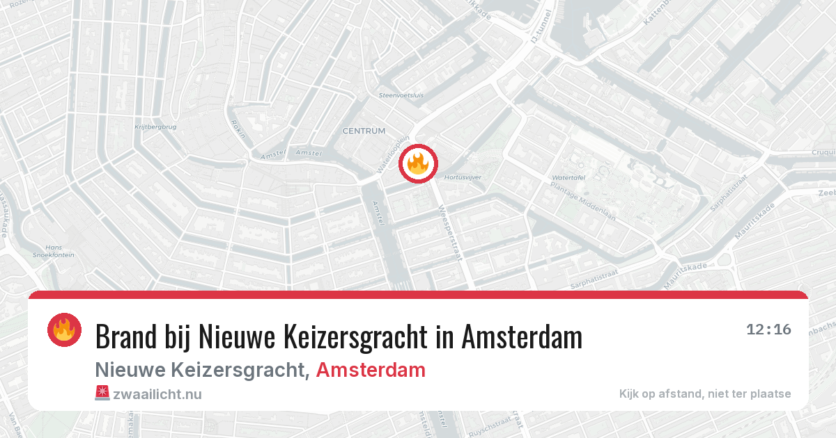 Brand bij Nieuwe Keizersgracht in Amsterdam — 22 jul 2026