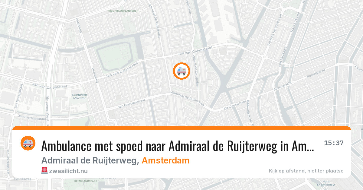 Ambulance met spoed naar Admiraal de Ruijterweg in Amsterdam — 15 jul 2026