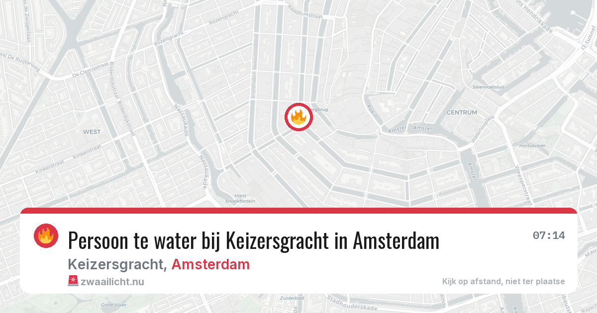 Persoon te water bij Keizersgracht in Amsterdam — 21 jul 2026