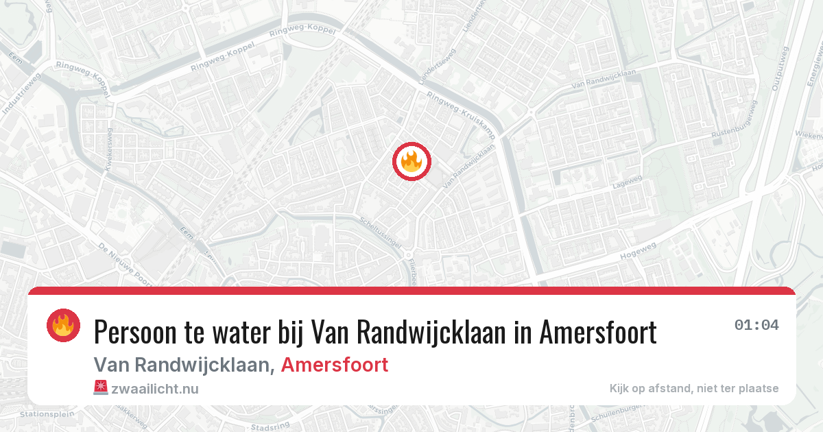 Persoon te water bij Van Randwijcklaan in Amersfoort — 20 jul 2026