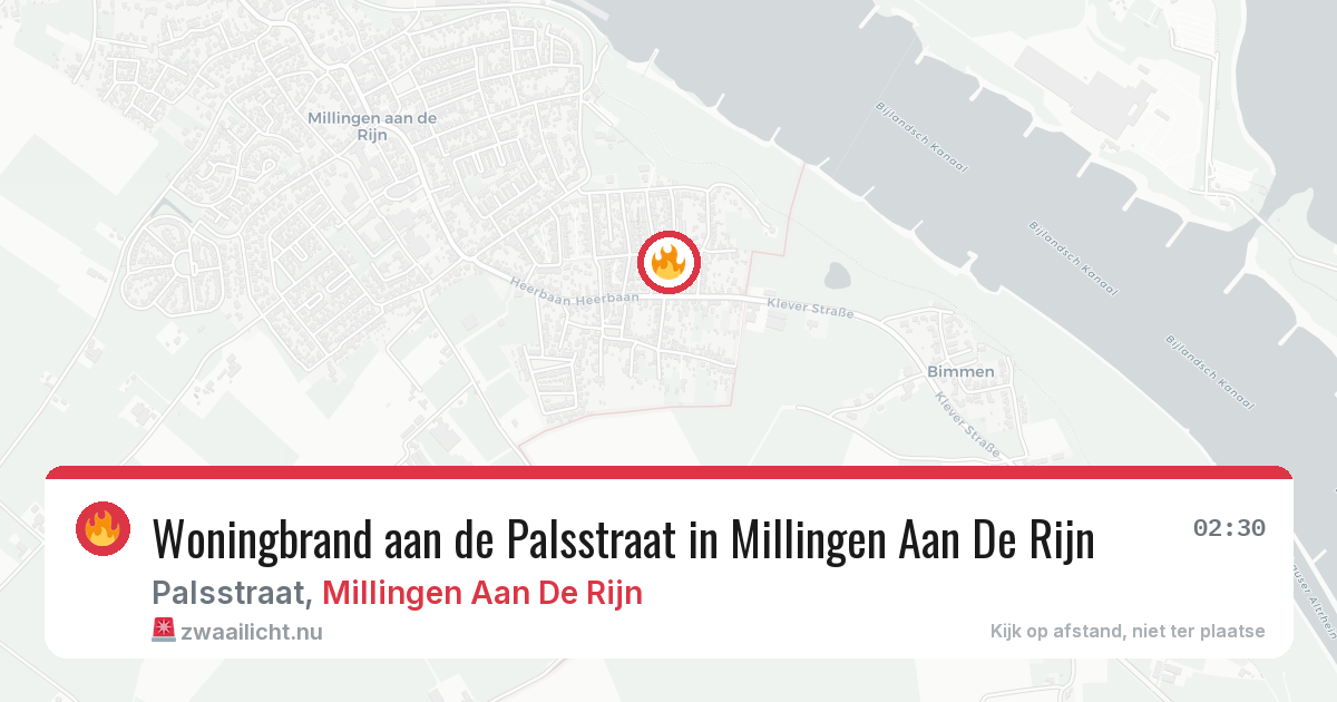 Woningbrand aan de Palsstraat in Millingen Aan De Rijn — 11 mrt 2026