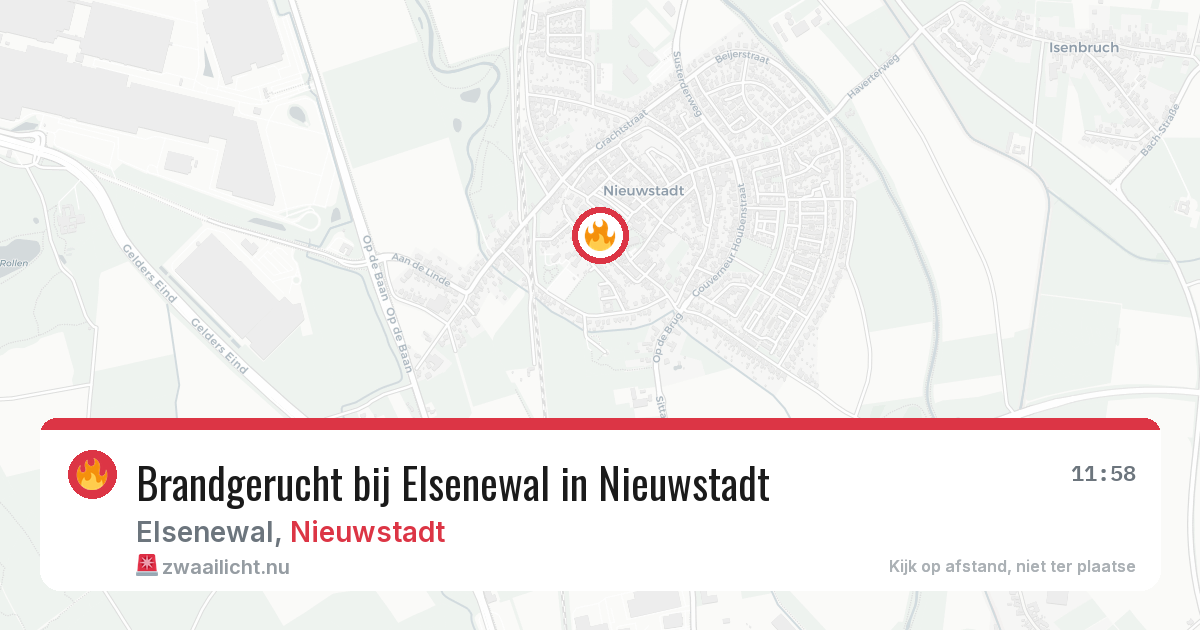 Brandgerucht bij Elsenewal in Nieuwstadt — 11 mei 2026