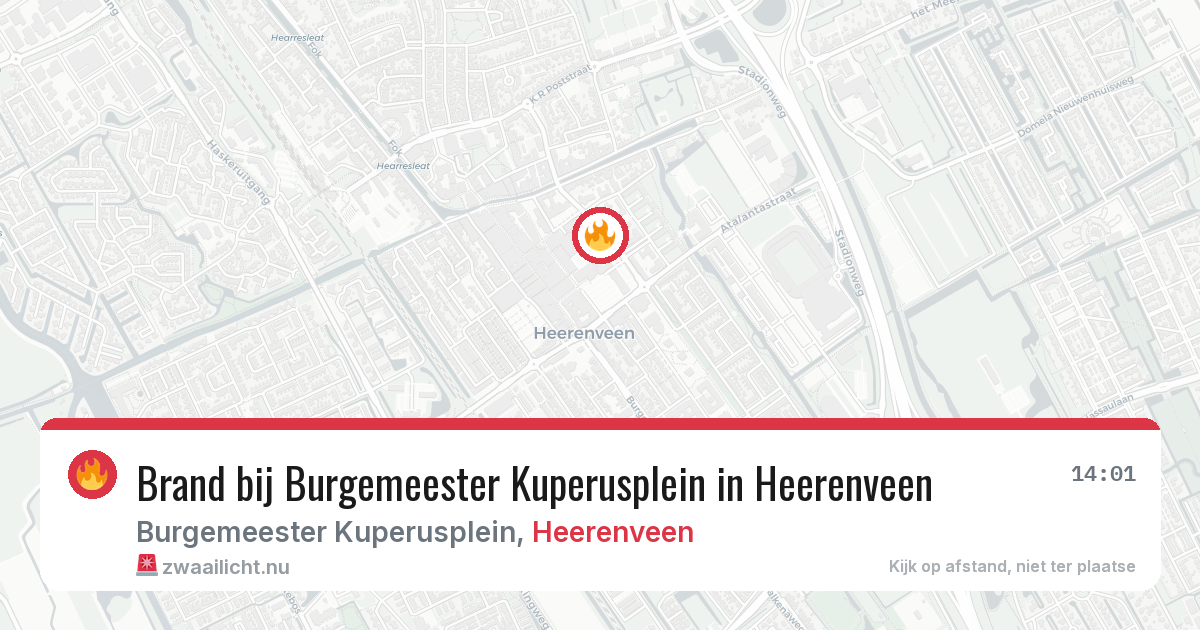 Brand bij Burgemeester Kuperusplein in Heerenveen — 7 jun 2026
