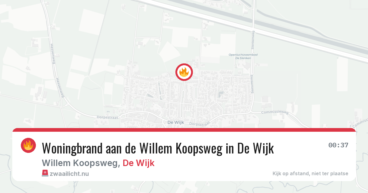 Woningbrand aan de Willem Koopsweg in De Wijk — 16 jul 2026