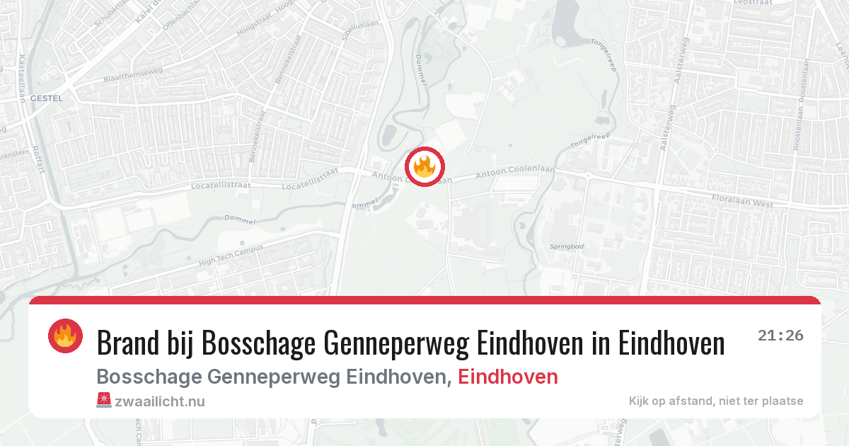 Brand bij Bosschage Genneperweg Eindhoven in Eindhoven — 27 apr 2026