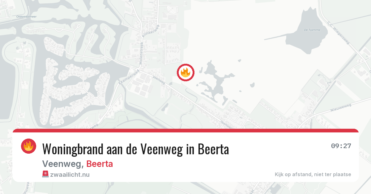 Woningbrand aan de Veenweg in Beerta — 26 apr 2026