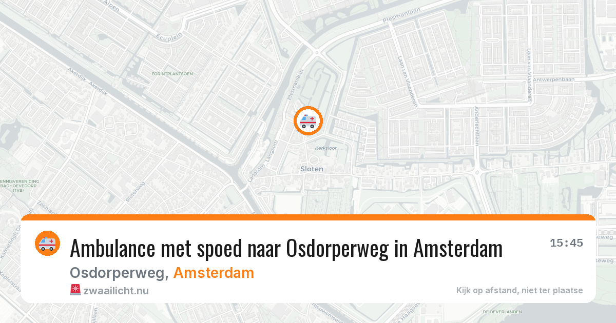 Ambulance met spoed naar Osdorperweg in Amsterdam — 16 jul 2026