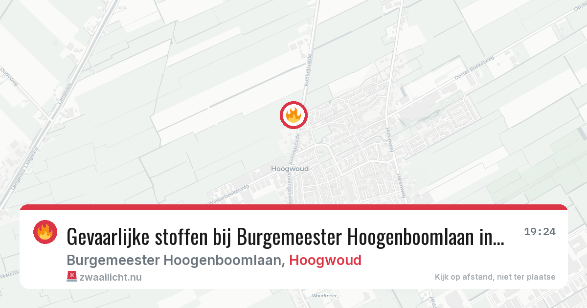 Gevaarlijke stoffen bij Burgemeester Hoogenboomlaan in Hoogwoud — 19 mrt 2026