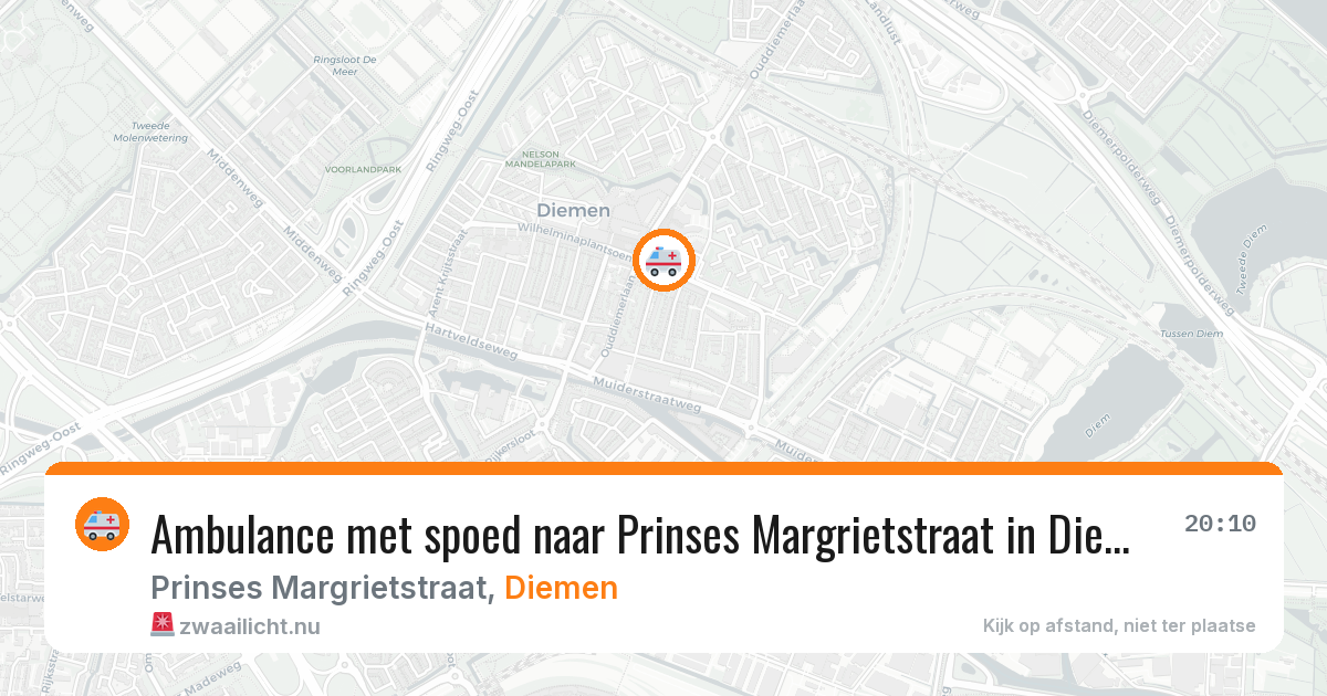 Ambulance met spoed naar Prinses Margrietstraat in Diemen — 19 jul 2026