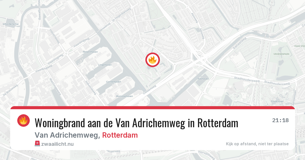 Woningbrand aan de Van Adrichemweg in Rotterdam — 24 mei 2026
