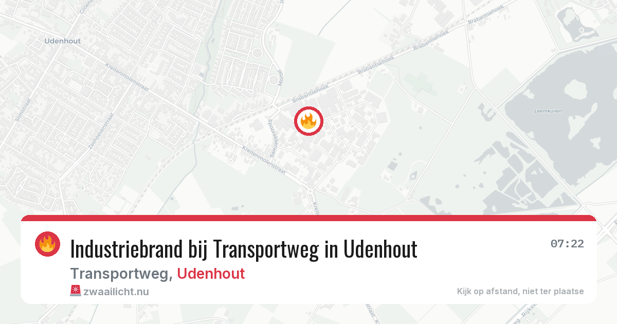 Industriebrand bij Transportweg in Udenhout — 20 jul 2026