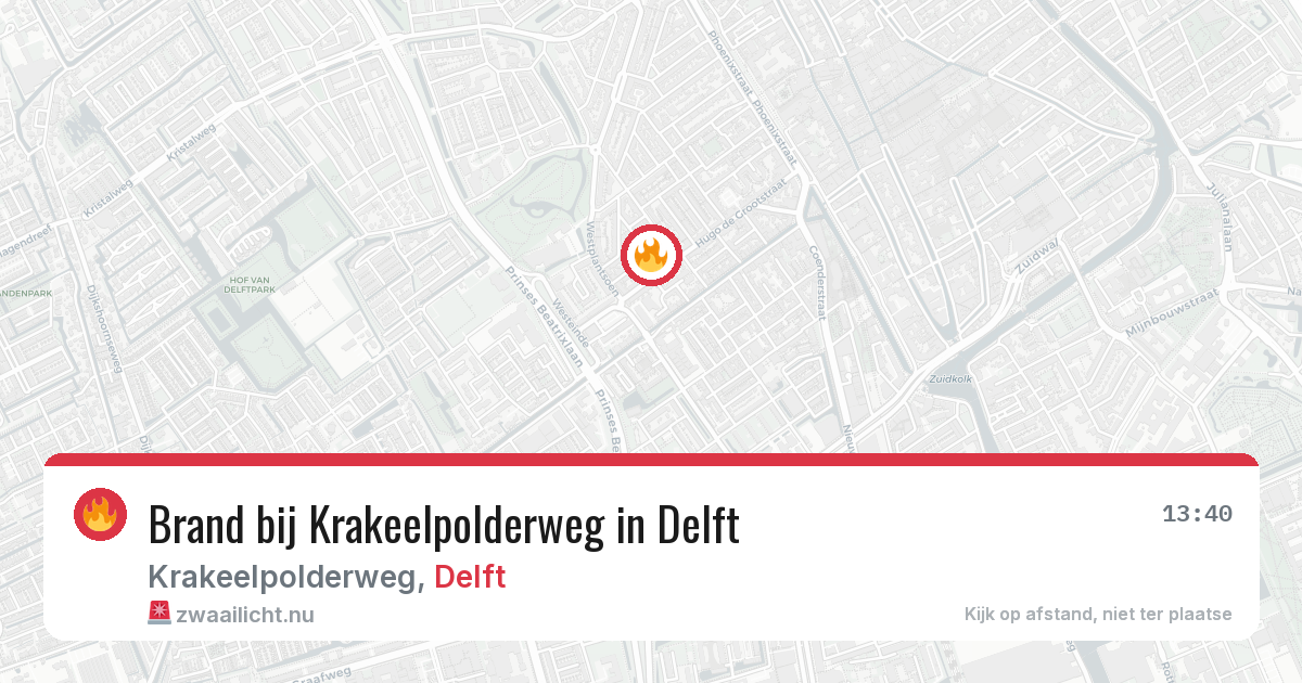 Brand bij Krakeelpolderweg in Delft — 15 jul 2026