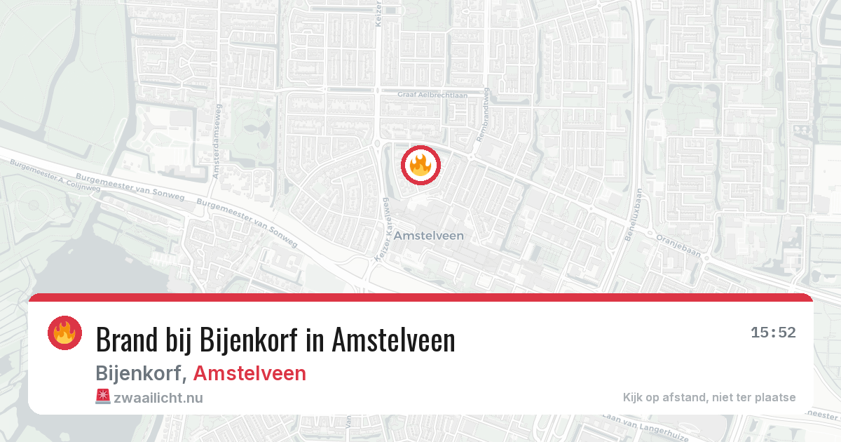 Brand bij Bijenkorf in Amstelveen — 25 jul 2026