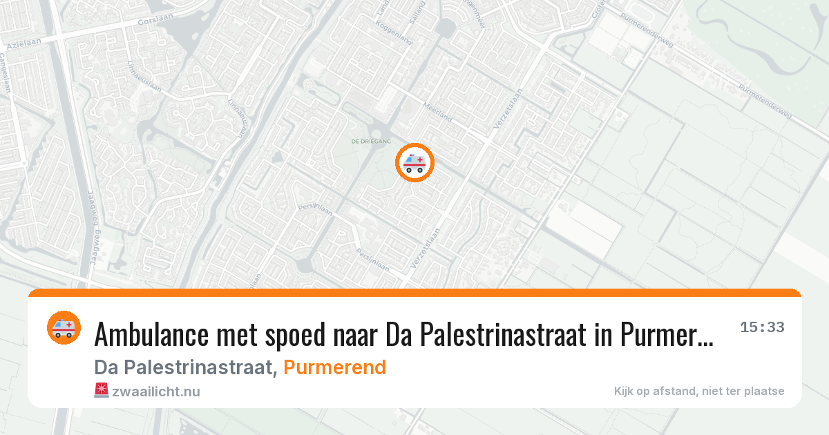 Ambulance met spoed naar Da Palestrinastraat in Purmerend — 19 jul 2026