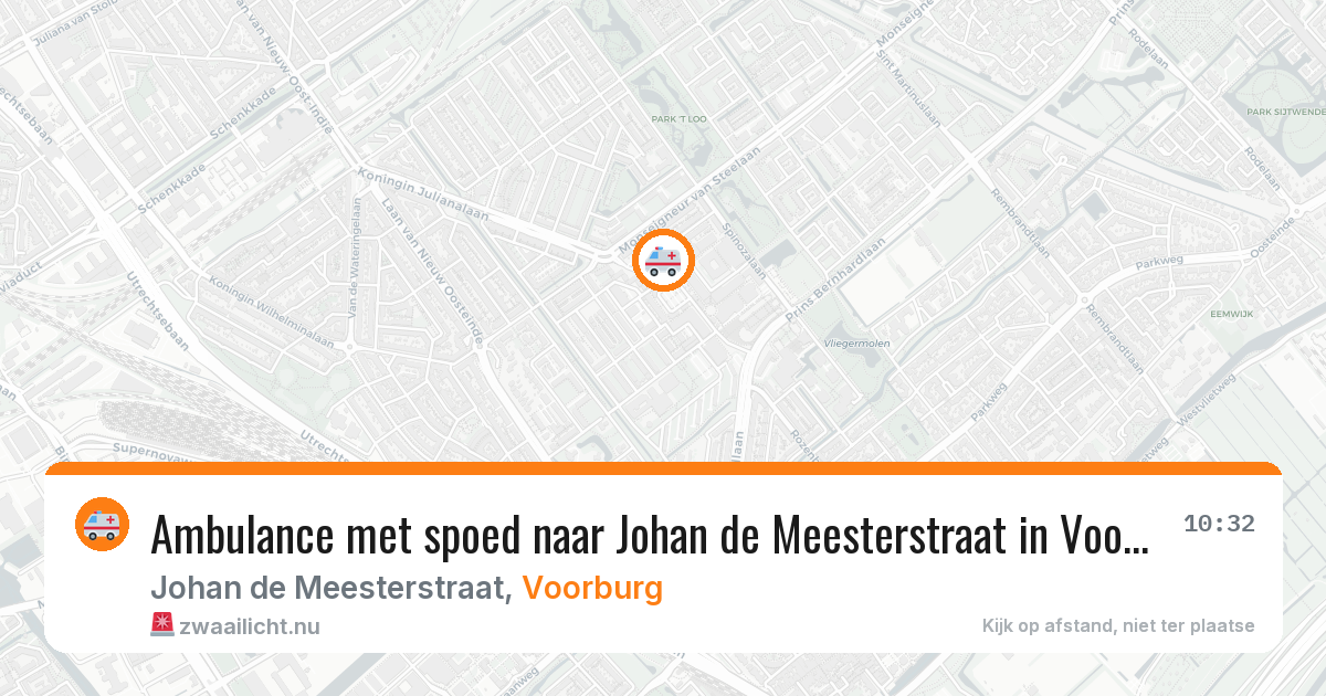 Ambulance met spoed naar Johan de Meesterstraat in Voorburg — 22 jul 2026