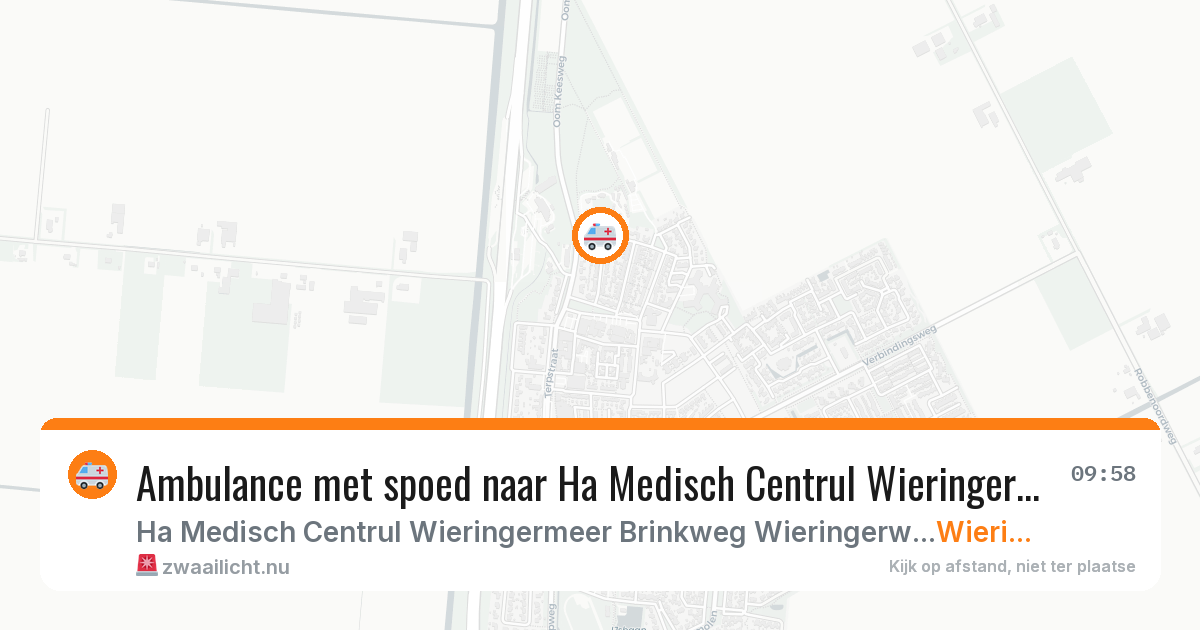 Ambulance met spoed naar Ha Medisch Centrul Wieringermeer Brinkweg Wieringerwerf in Wieringerwerf — 8 jul 2026