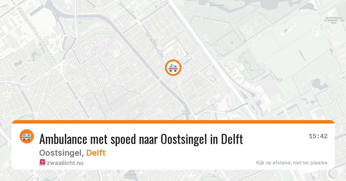 Ambulance met spoed naar Oostsingel in Delft — 22 mei 2026