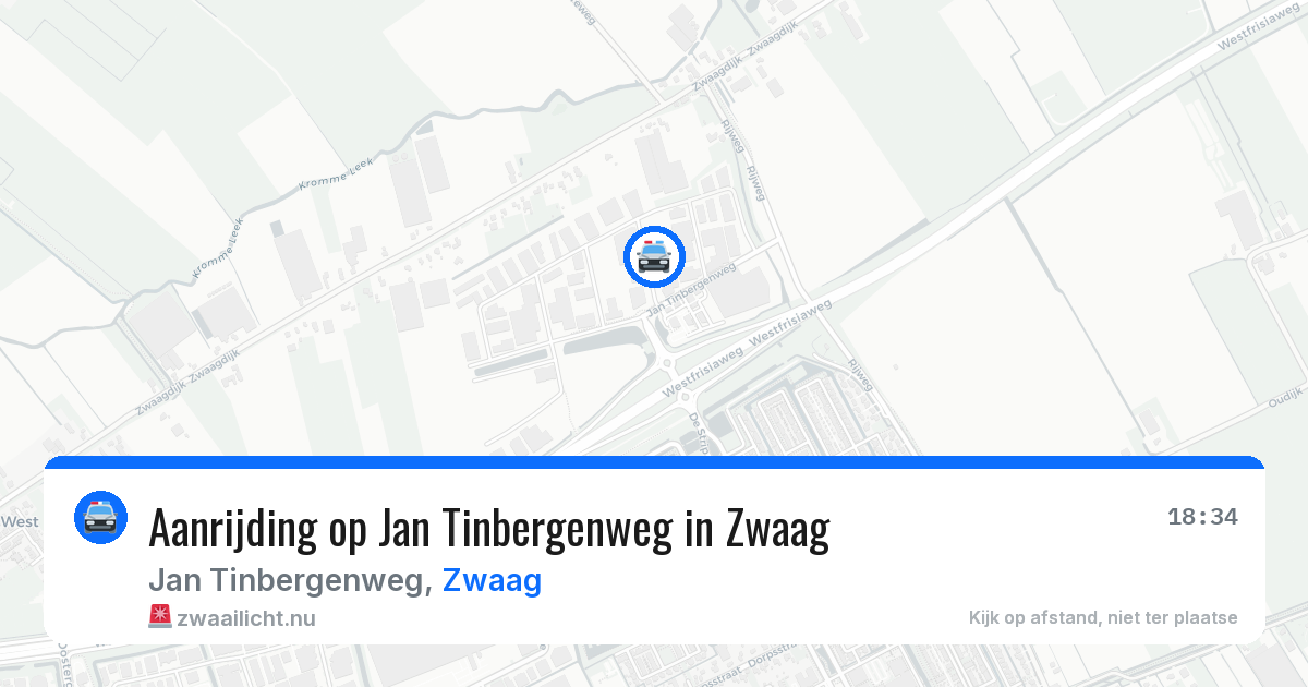 Aanrijding op Jan Tinbergenweg in Zwaag — 20 jul 2026