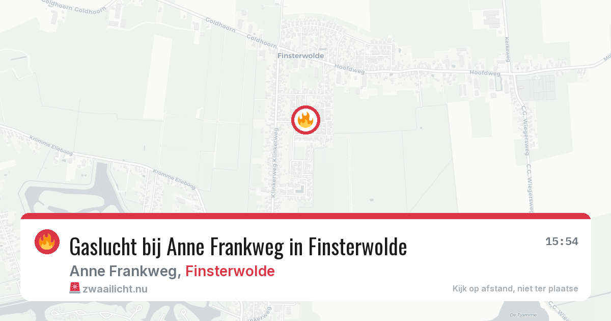 Gaslucht bij Anne Frankweg in Finsterwolde — 11 jun 2026