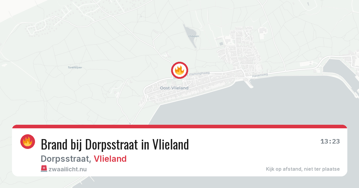 Brand bij Dorpsstraat in Vlieland — 3 jul 2026