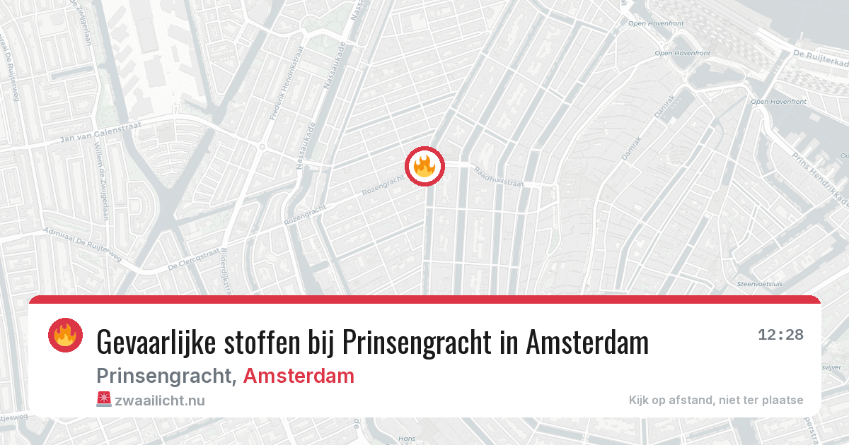 Gevaarlijke stoffen bij Prinsengracht in Amsterdam — 22 mei 2026