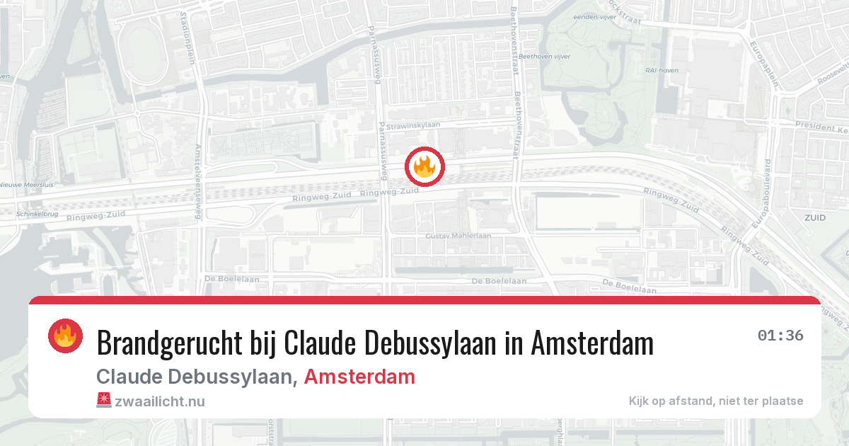 Brandgerucht bij Claude Debussylaan in Amsterdam — 29 mrt 2026