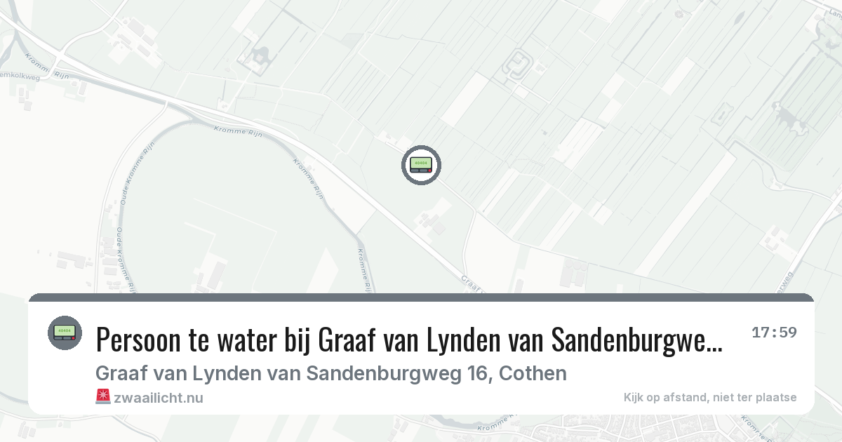 Persoon te water bij Graaf van Lynden van Sandenburgweg in Cothen — 25 feb 2026