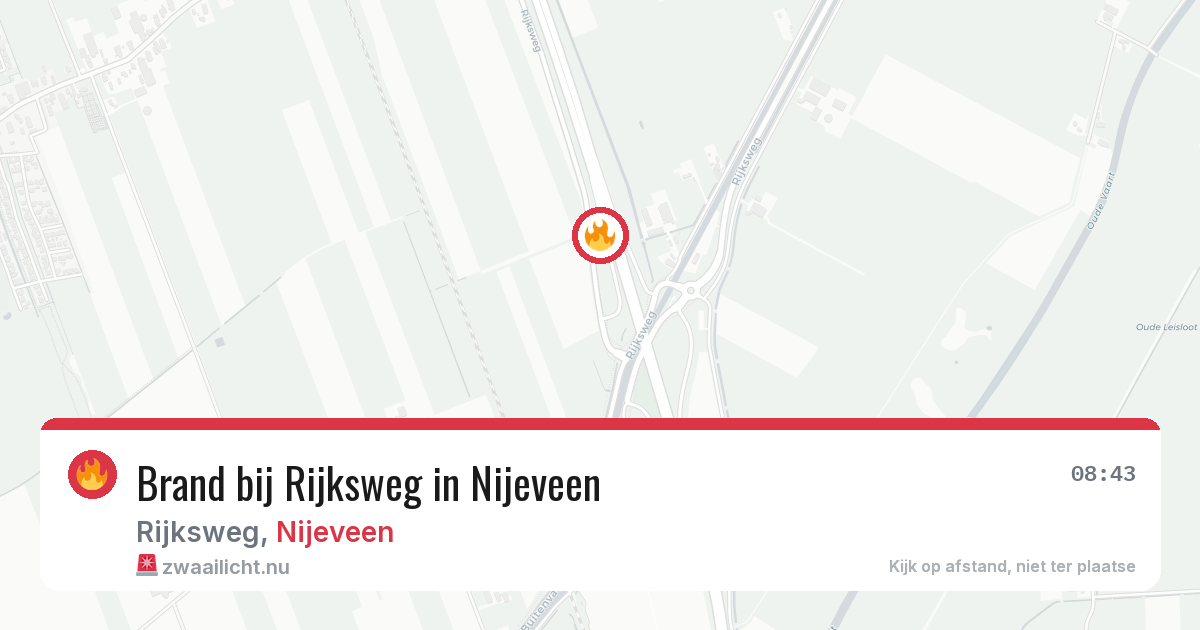 Brand bij Rijksweg in Nijeveen — 18 apr 2026