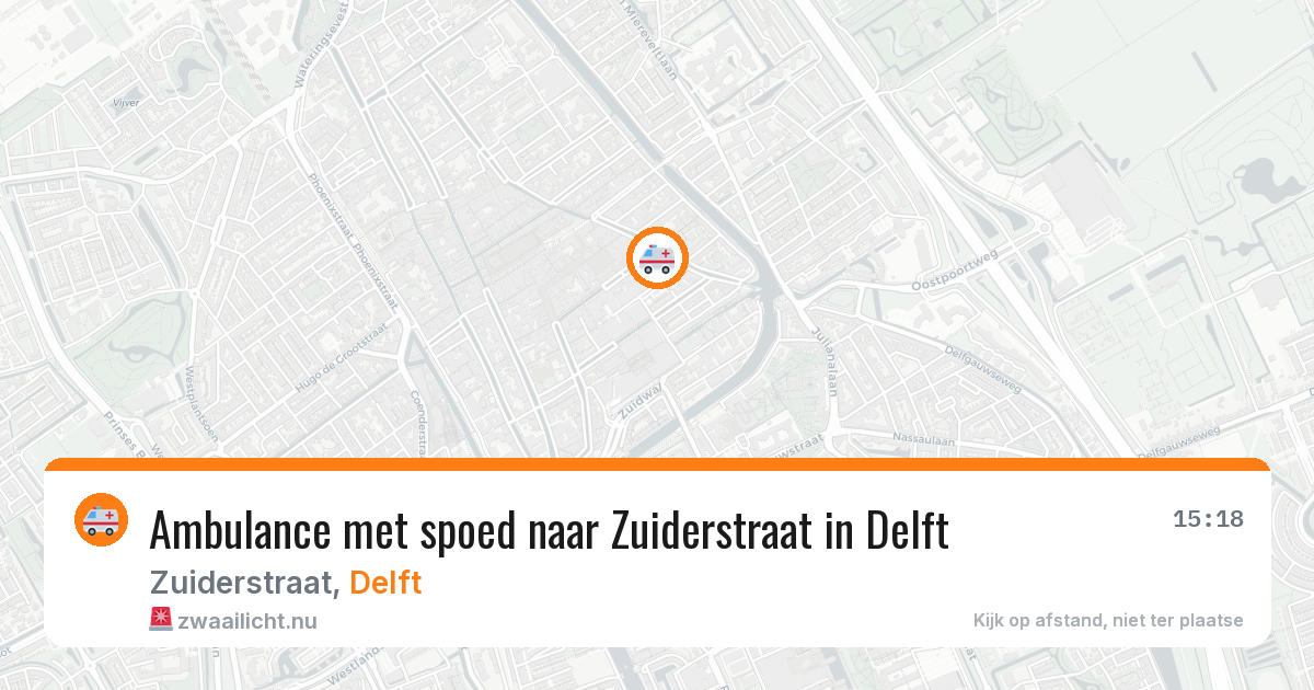 Ambulance met spoed naar Zuiderstraat in Delft — 8 mei 2026