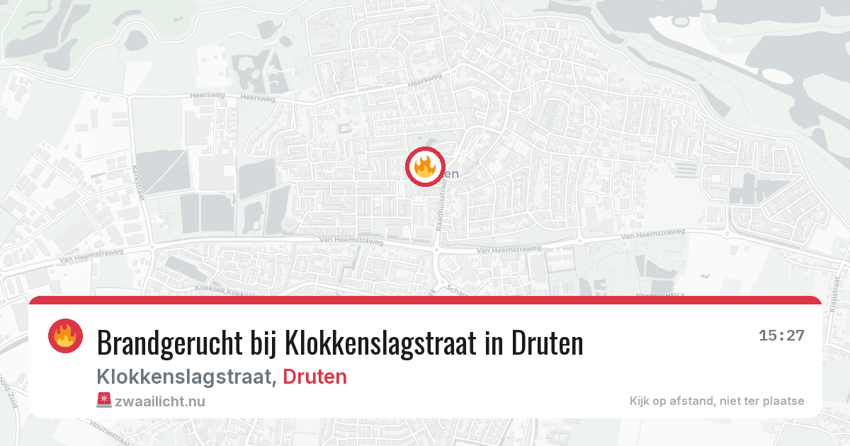 Brandgerucht bij Klokkenslagstraat in Druten — 14 mrt 2026