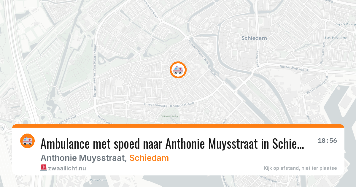 Ambulance met spoed naar Anthonie Muysstraat in Schiedam — 14 mrt 2026