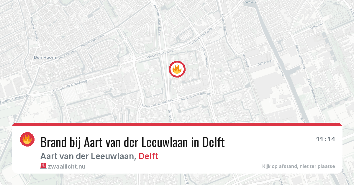 Brand bij Aart van der Leeuwlaan in Delft — 11 jul 2026