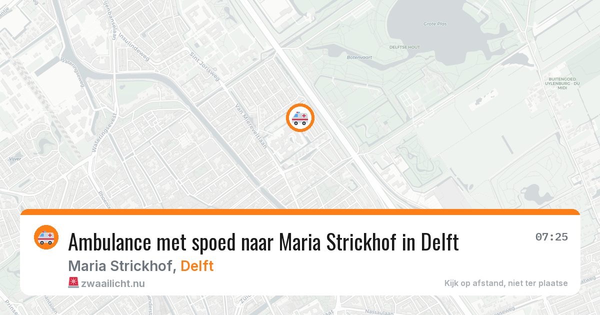 Ambulance met spoed naar Maria Strickhof in Delft — 24 jul 2026