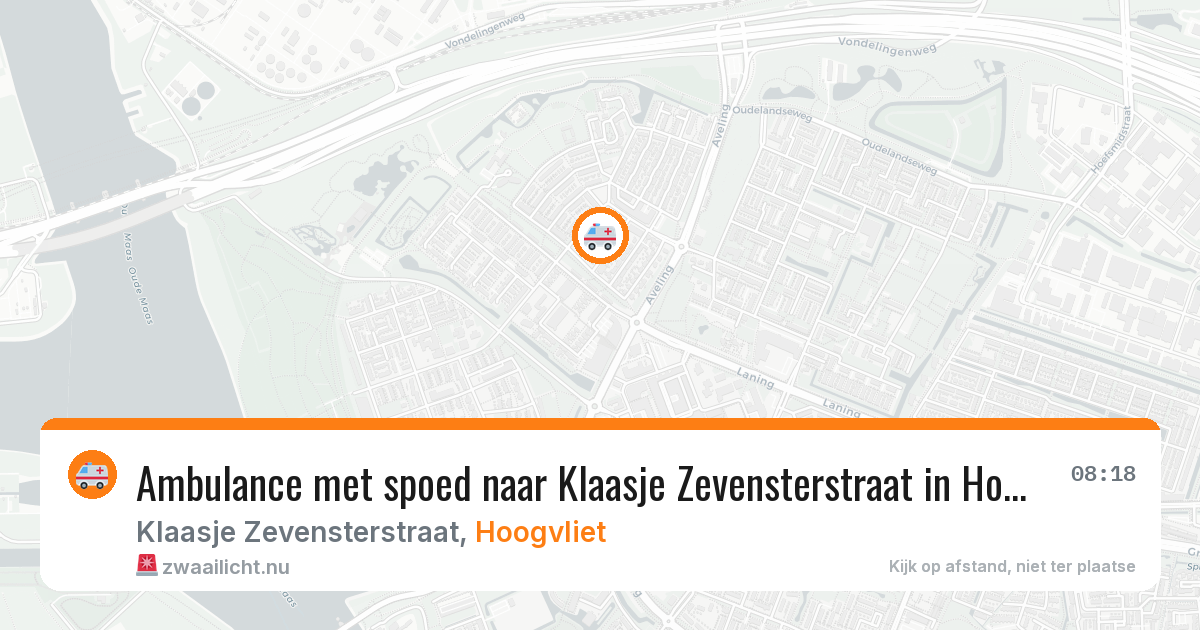 Ambulance met spoed naar Klaasje Zevensterstraat in Hoogvliet — 19 mrt 2026
